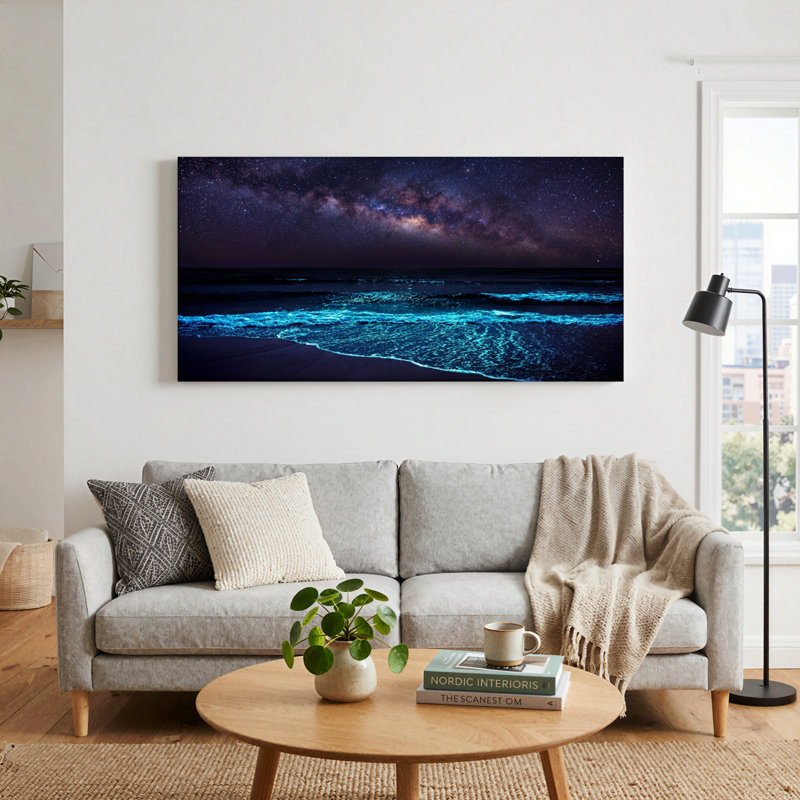 Starry Ocean, reproduction d'art sur toile, ensemble de 1, 48“W x 24”H, Toile tendue