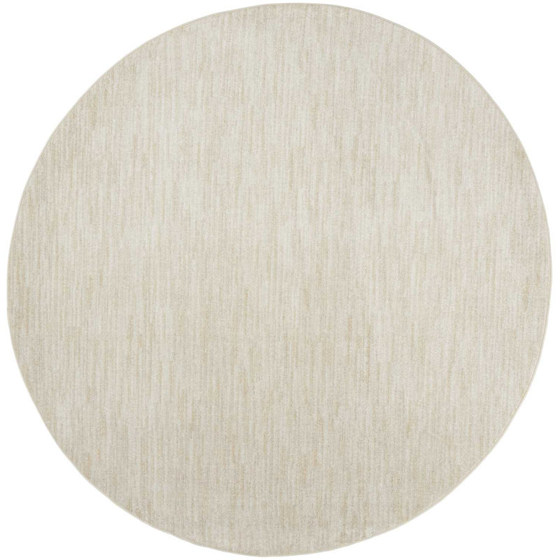 Tapis intérieur / extérieur ivoire / beige uni Mullican Sandy, Rond 6 pi