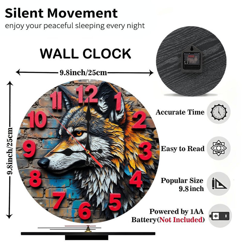 Horloge décorative loup