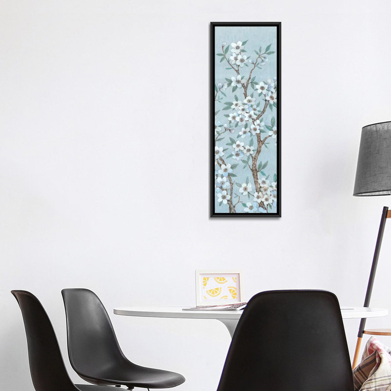« branches of fleurs », impression sur toile tendue, H 48 po x l 16 po x P 1,5 po, Toile avec cadre noir