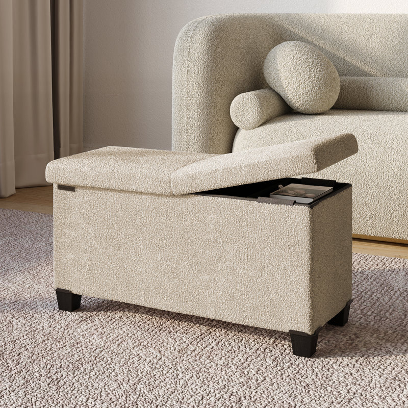 Banc de rangement avec repose-pieds Vérrant Boucle, Rose, H 15 po x l 30 po x P 15 po