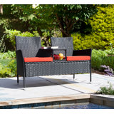 Ensemble de conversation en rotin 3 pièces avec table intégrée pour jardin Margueriez