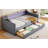 Daybed With 2 Storage Drawers And 2-Tier Shelf, Upholstered Bed Frame With Smart LED Light And USB, Type-C Port