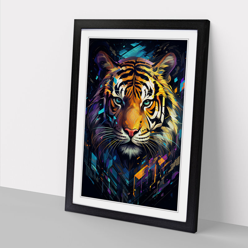 Tiger Futurism No.3 - Framed Print, Black , 46cm H x 34cm W x 2cm D