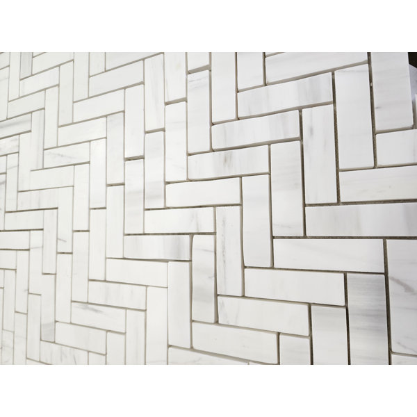 Bianco Dolomite 1"x3" Herringbone Matte