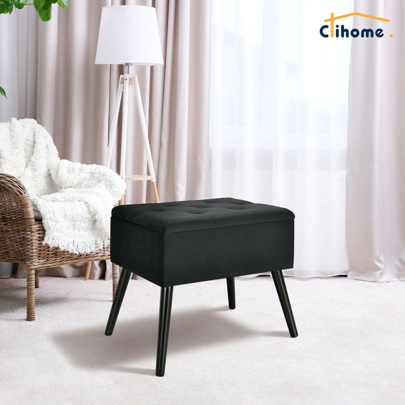 Upholstered Velvet Storage Ottoman