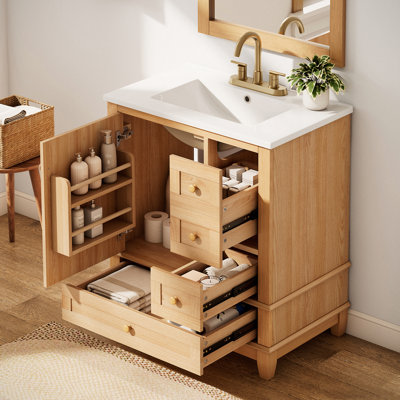 Meuble-lavabo simple 30 po avec plateau en céramique Daisy