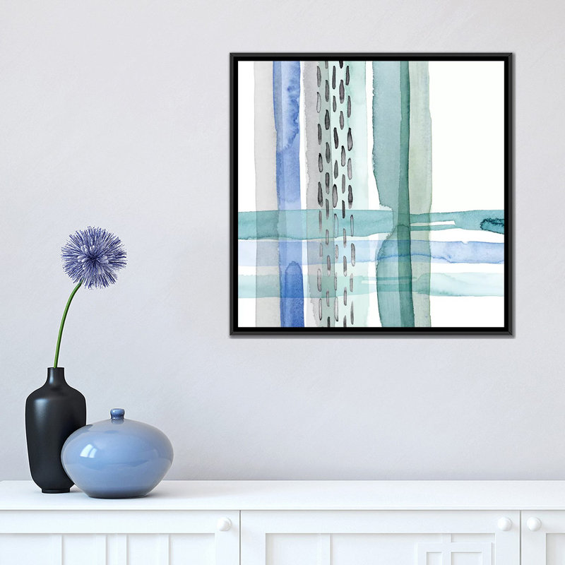 « cross couture ii », impression sur toile, H 18 po x l 18 po x P 1,5 po, Toile avec cadre noir, Pas de tapis