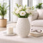 Sagebrook Home 13" Talland Small 3D Printed Porcelain Vase, Ivory-1852905480