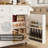 Rubab 35.4" Kitchen lsland with Trash Can Cabinet, Locking Wheels, Spice & Tower Rack-1675891115