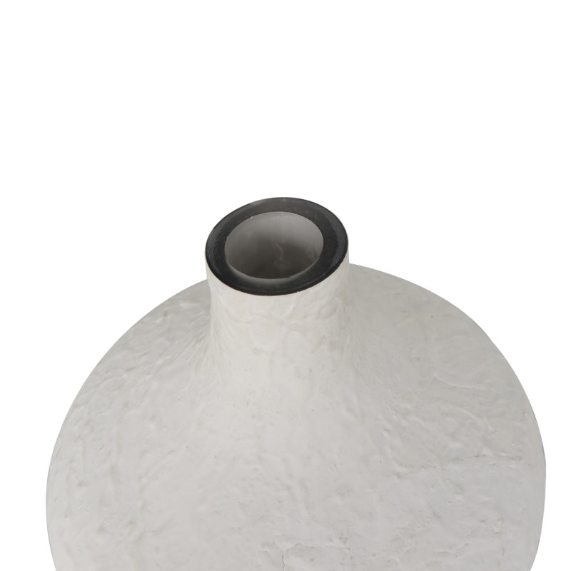 White Textured Glass Coastal Table Vase Set