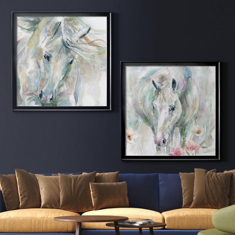 «Exuberant Spirit», ensemble de 2 reproductions d'art, Pas de tapis, H 30,5 po x l 61 po x P 1,5 po, Toile avec cadre noir