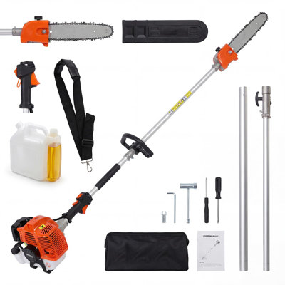 43CC Gas Powered Pole Saws, 2-Stroke Gas Pole Saws for Tree Trimming with 12in Cutting Bar, with Extendable Pole to Height Reachable 9.5 ft Chainsaw Tree Trimmer