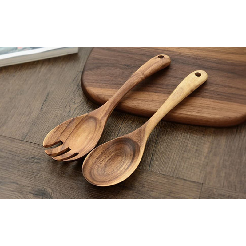 Ensemble de 2 spatules en bois pour la cuisine - Ensemble d'ustensiles de cuisine en bois d'acacia