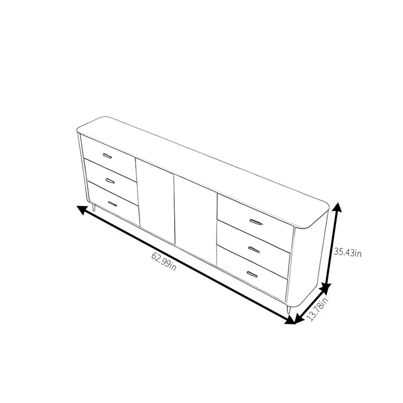 Italian Minimalist Luxury Sideboard, Gray, 35.43" H x 62.99" W x 13.78" D