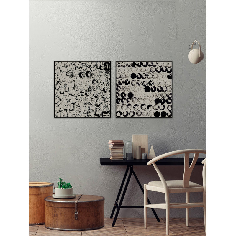«Valenda Circle Smudge Diptyc» par Marmont Hill - ensemble de 2 reproductions d'art sur toile, H 48 po x l 48 po x P 1,5 po