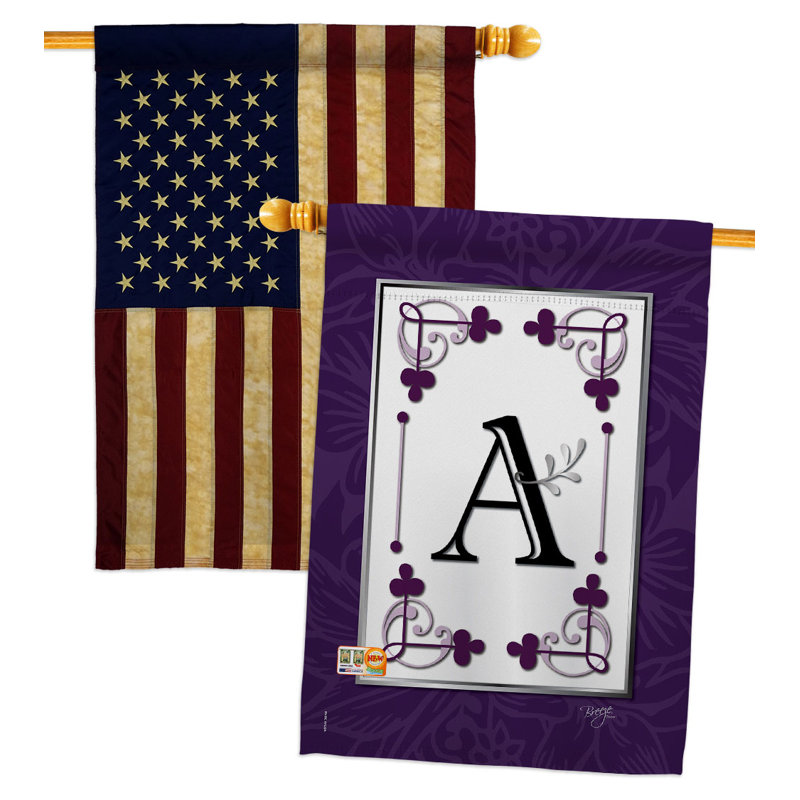 Ensemble de drapeaux de maison Classic N Initiale Simply Beauty Country Living Bannière de jardin 28 X 40 pouces, A