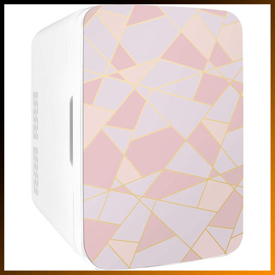 10L Mini Fridge For Bedroom, Car, Office & Dorm - Compact Thermoelectric Cooler & Warmer For Drinks, Snacks, Skincare - Quiet AC/DC Portable Refrigerator With Sleek Glass Door Design,Fractal Pink