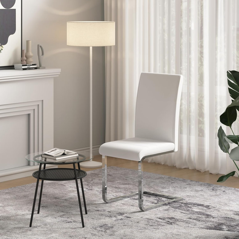 48.5cm H Upholstered Cantilever Chair, White