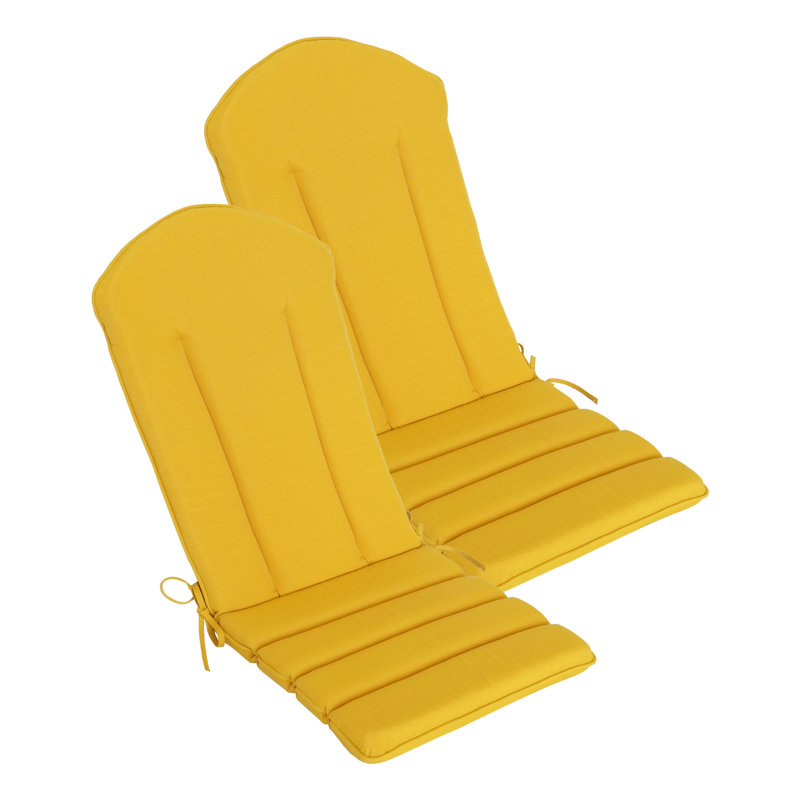Coussin pour chaise de patio 20 po x 50 po, coussin pour chaise Adirondack avec attaches, Yellow, 2