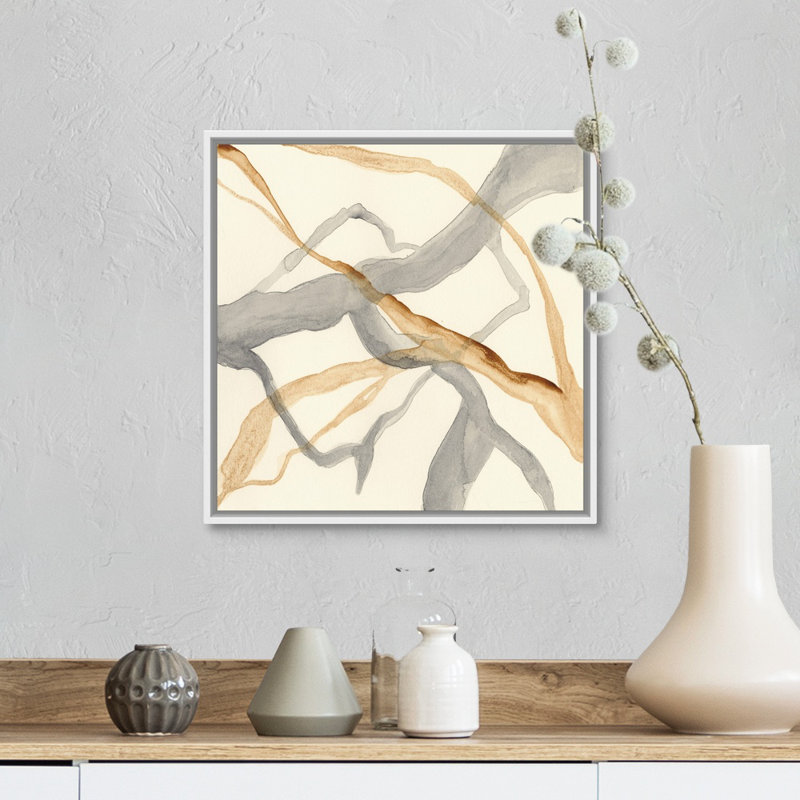 « Rivulets II » par Renee Stramel, reproduction d’art, Cadre blanc, H 32 po x l 32 po x 1,75 po