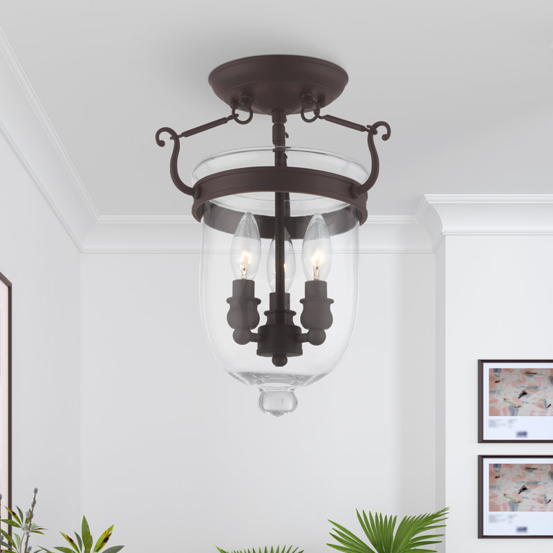Plafonnier semi-encastré 3 lumières Husman, H 14 po x l 10 po x P 10 po, Noir