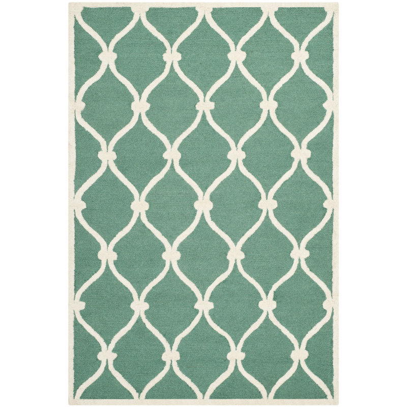Neva Geometric Wool Hand Woven Area Rug, Rectangle 122 x 183 cm