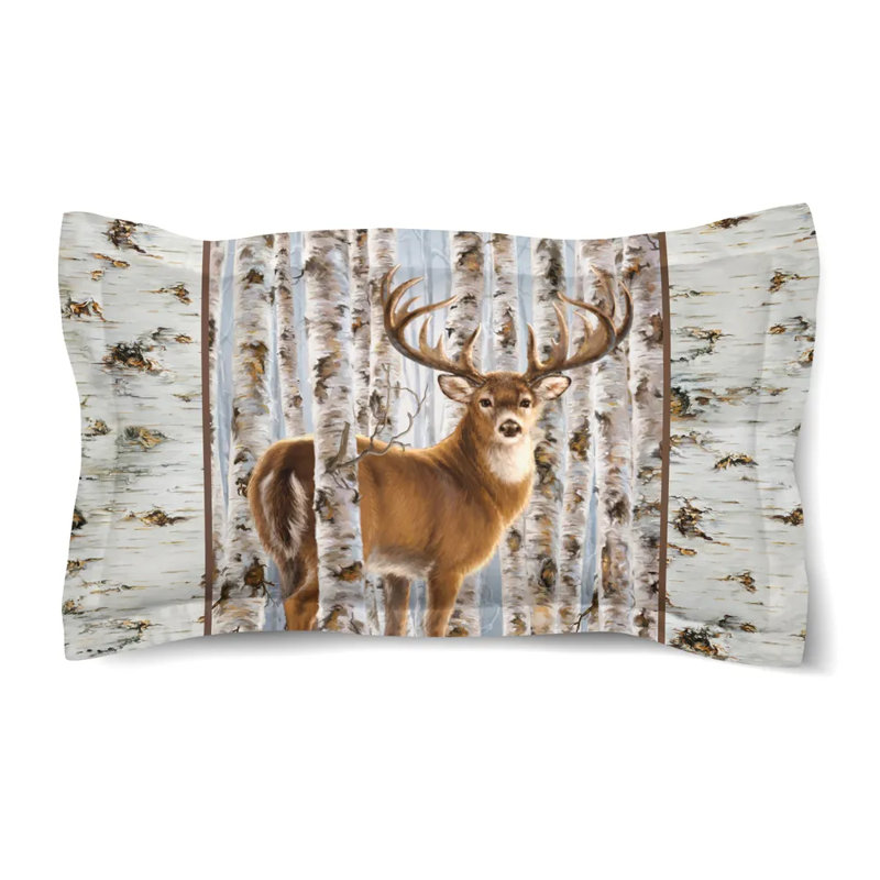 Buck In Birches Microfiber / Microsuede Pillow Sham, King