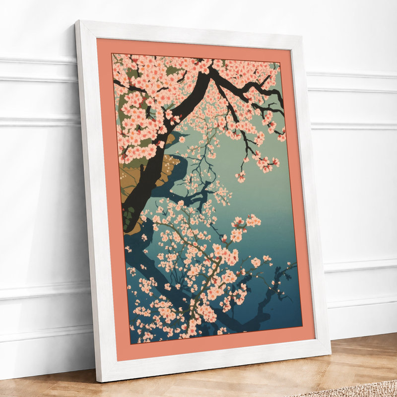 Flowering Branch at Dawn Botanical - Framed Print, A2 - 59.4 x 42.0 cm, White