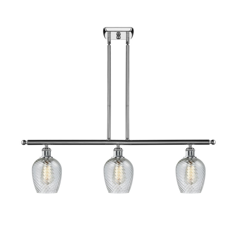 Lyman 3 - Light Kitchen Island Pendant, 6 Watt Vinage LED Bulb, Polished Nickel, Mercury