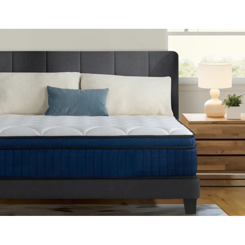 Matelas hybride à ressorts ensachés en mousse viscoélastique respirante, Lit double, 9.84"