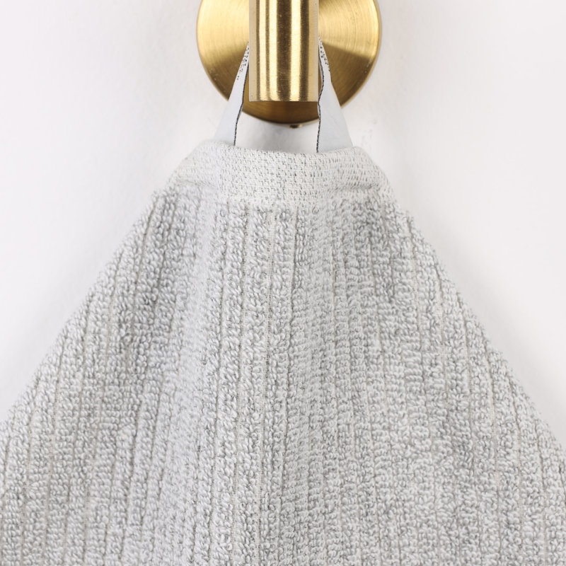Destin Viscose Cotton Blend Medium Weight Textured Ribbed Face Towels Washcloths, Platinum