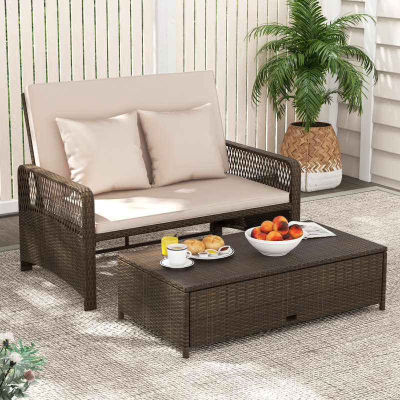 123cm Long Chaise Lounge Set with Cushions