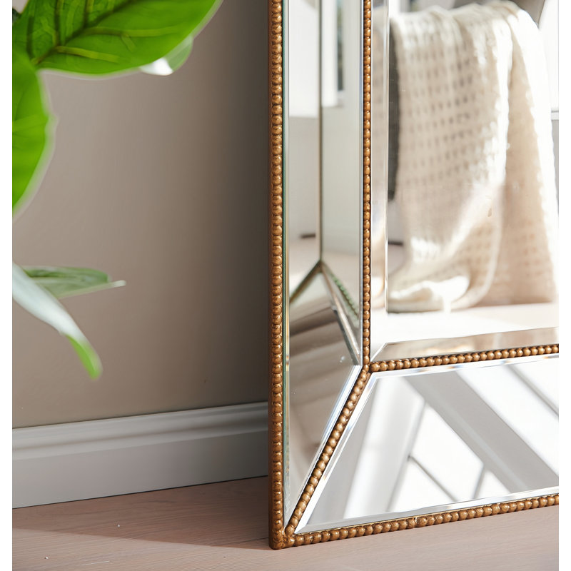 Miroir de plancher surdimensionné de 84 po avec cadre doré antique