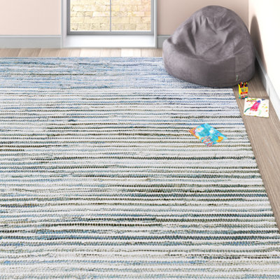 Handmade Braided Cotton Bright Blue/Navy Rug