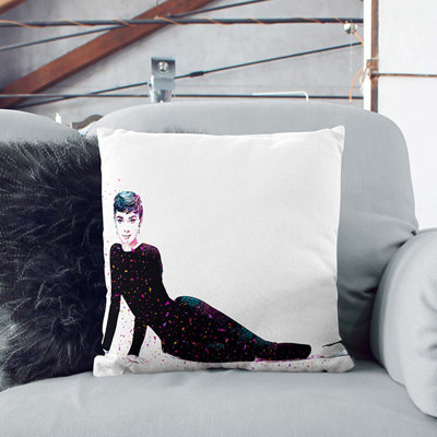 Audrey Hepburn In Abstract Square Throw Cushion