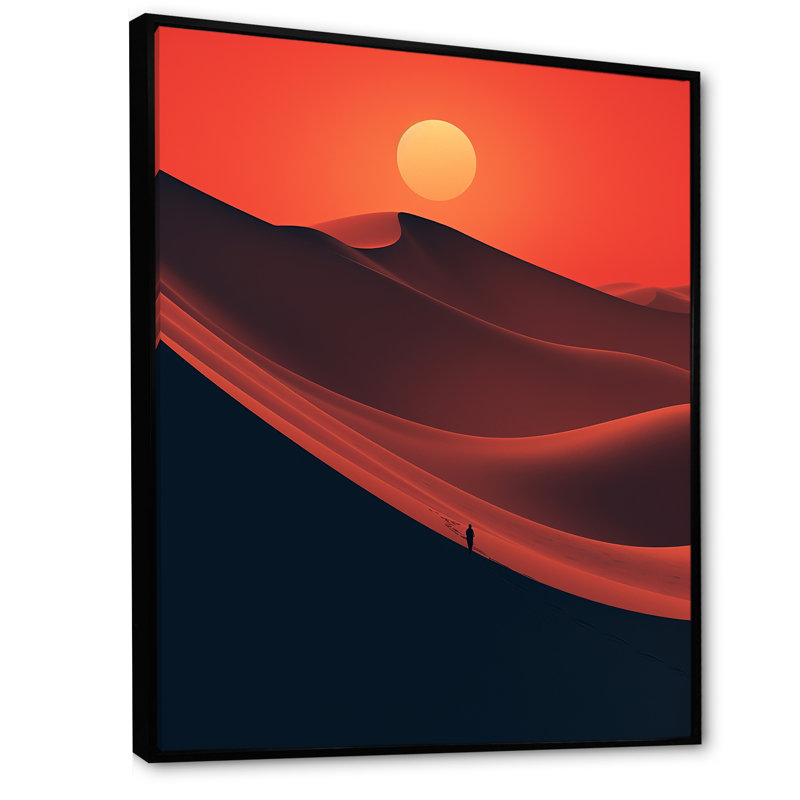 "Lever de soleil noir et rouge Photo VI", Cadre flottant noir, H 40 po x l 30 po x P 1,5 po