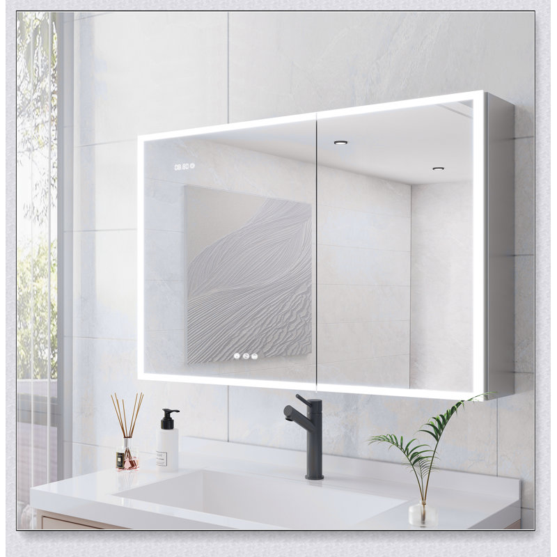 Armoire à pharmacie de salle de bain avec lumières, armoire à pharmacie DEL 36 po x 24 po avec miroir, double porte