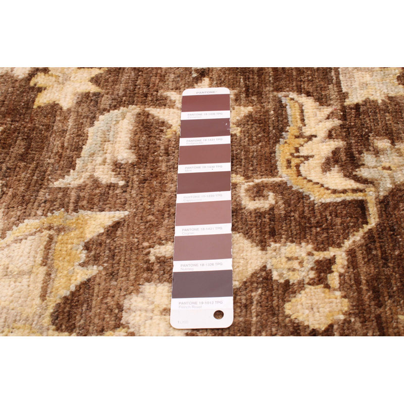 Tapis unique en laine noué à la main 8 pi 1 po x 10 pi 1 po nouvel âge Carbaugh en brun foncé / ivoire
