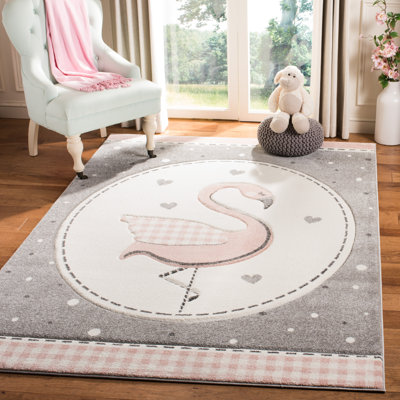 Burgan Polka Dots Gray Area Rug