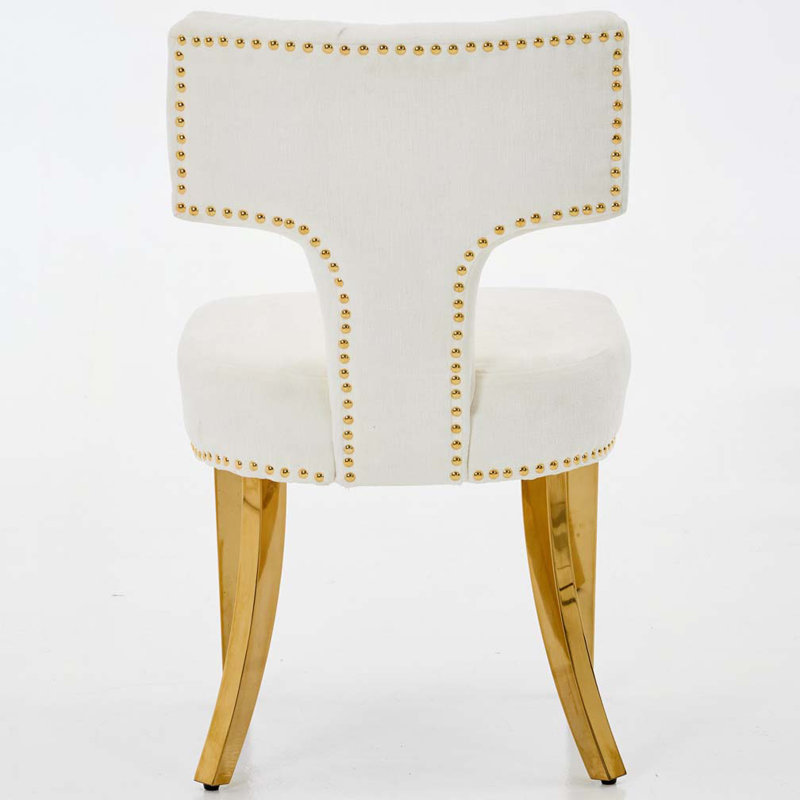Chaises de salle à manger rembourrées Farmhouse, Beige, Doré