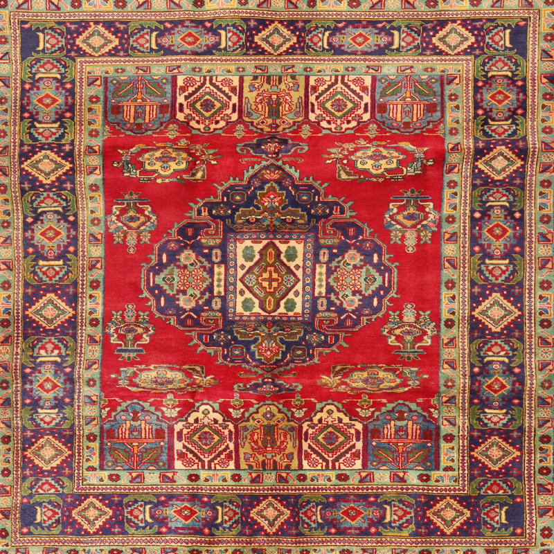 Tapis traditionnel marron / noir / crème Cedres, Carré 3 pi