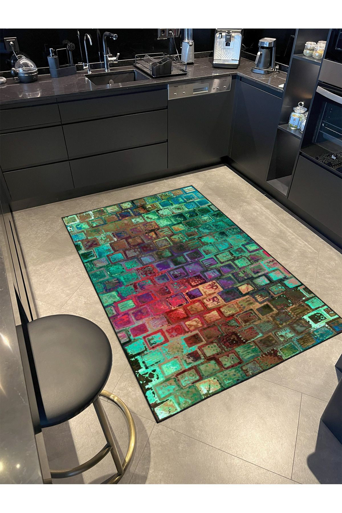 4 Tile Rug Hokku Designs Multi Color Tile Woven Base Machine Washable Area Rug ...