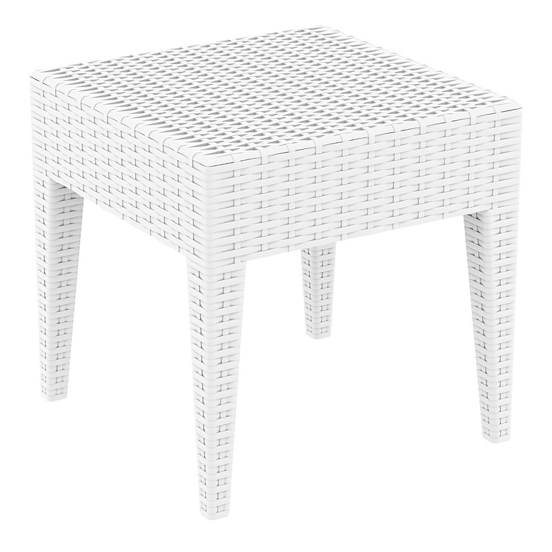Martz Square Outdoor Side Table, White