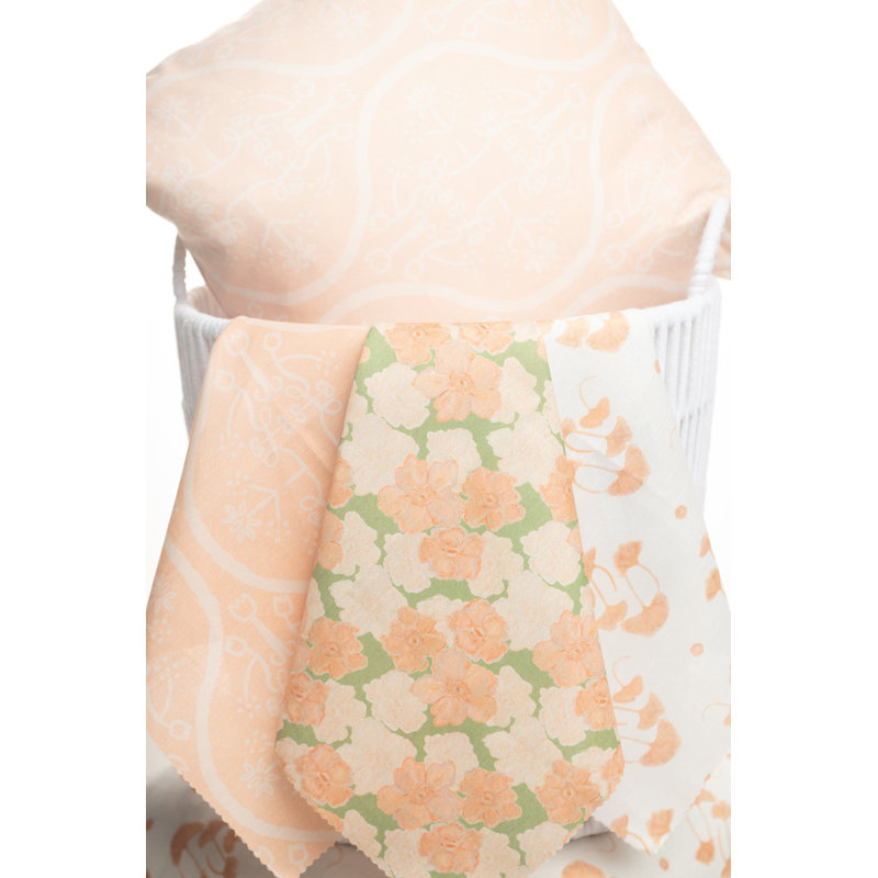 Trois Fleurs Lumbar Pillow Cover & Insert, Olive and Peche Floral