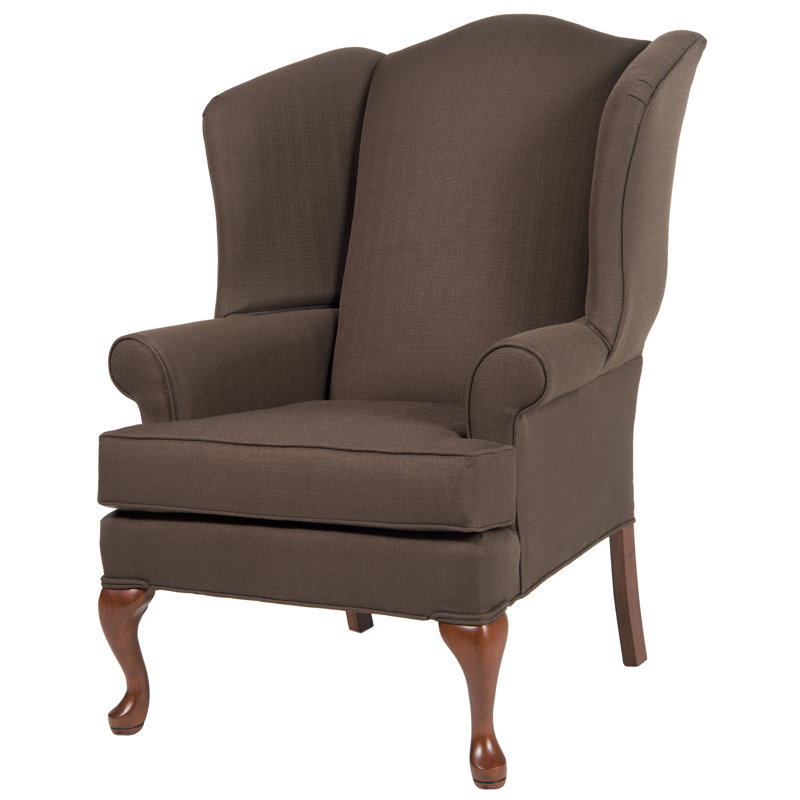 Lucious Upholstered Wingback Chair, Brown