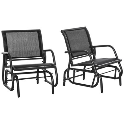 2 fauteuils de véranda en métal avec siège rembourré et respirant 2 pièces - Améliorez votre détente en plein air: jardin, bord de piscine, cour arrière, balcon, 2 chaises de fauteuil coulissantes noires rendent l'espace plus confortable: