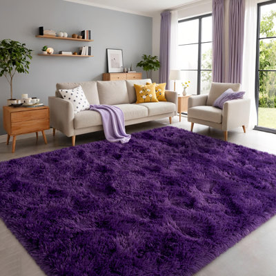 6x9 ft Grape Purple Shag Area Rugs for Living Room, Non-Slip Indoor Modern Plush Shag Carpets