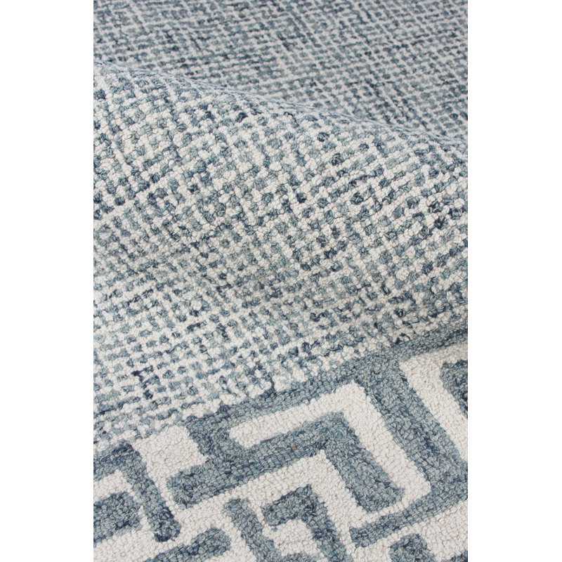 Caprice Oriental Handmade Wool Aqua Area Rug, Aqua/Silver, Rectangle 10' x 14'