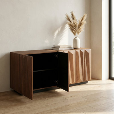 60-inch Sideboard With 3d-textured Doors, Featuring 4 Doors And 2 Shelves, Suitable For The Living Room Or Bedroom